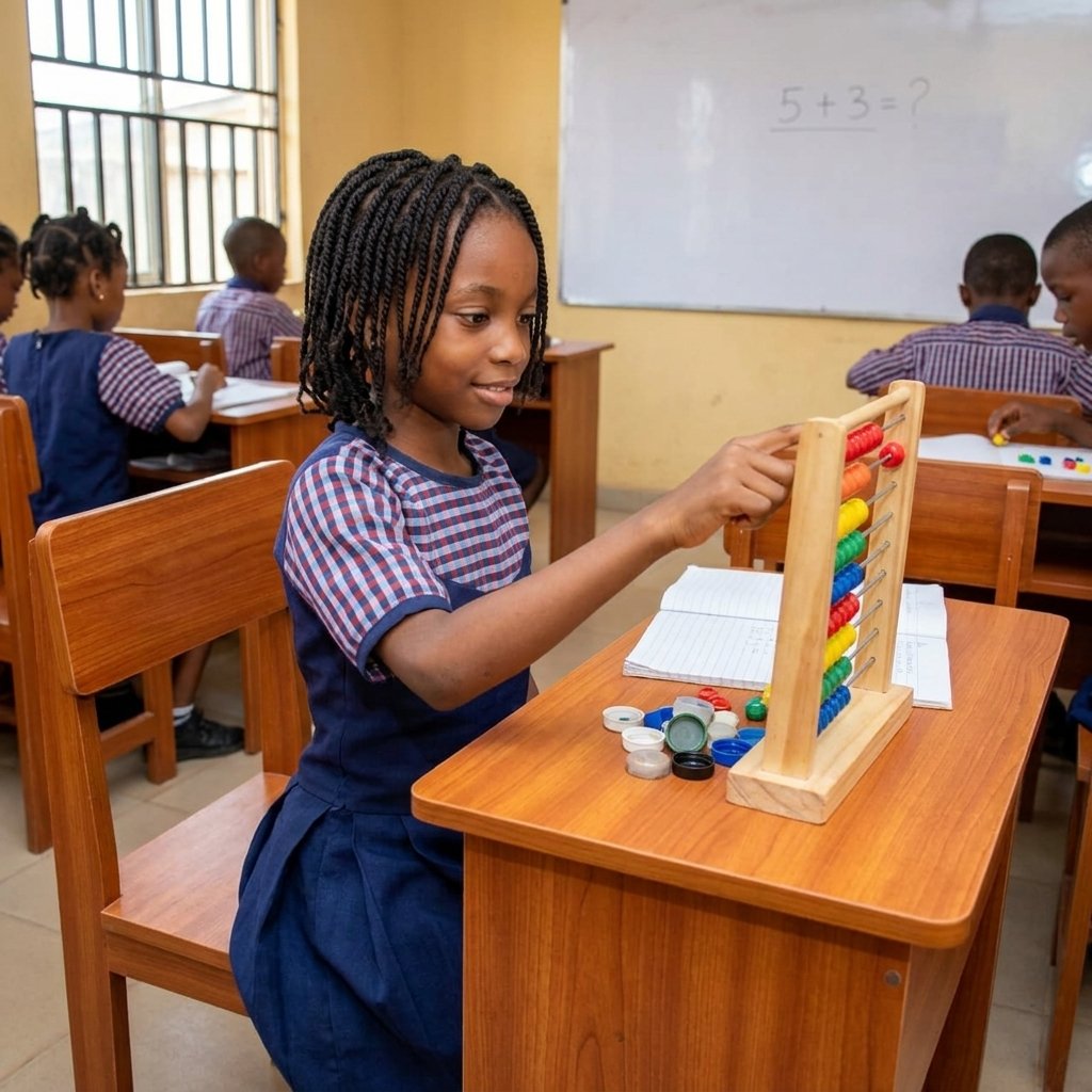 Home girl using abacus in classroom 202608312245